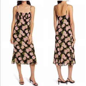 Reformation Black and Pink Floral Dress